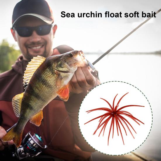 Realistic Bionic Lures for Trout Floating Sea Urchin Soft Lures, Highly Elastic TPE Fishing Baits, Plastic Bait Reservoirs Flexible Tentacles Bluegill