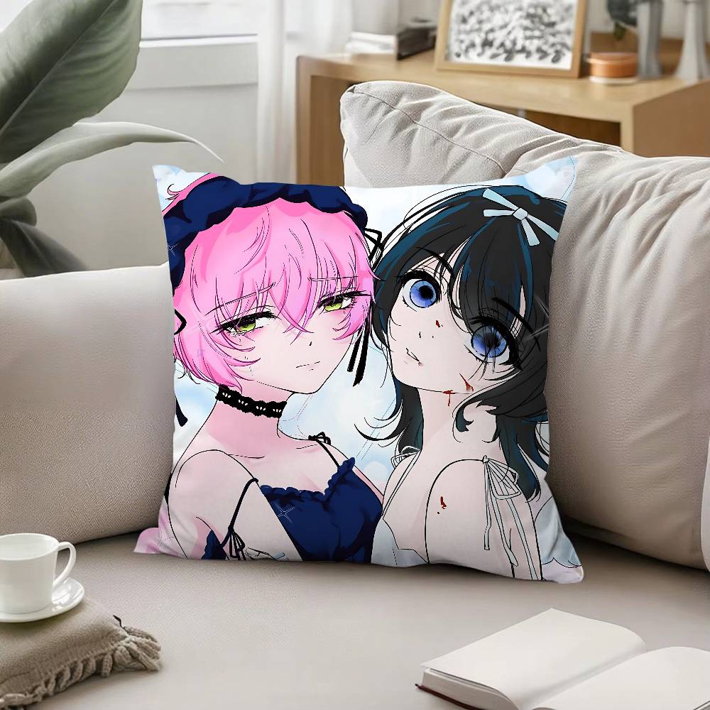Cute Love Mizi And Sua Anime Alien StageS Throw Pillow Covers Pattern Cushion Cover Suitable For Sofa Bedroom Car Pillow Cover