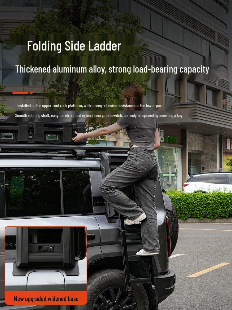 Touareg-Compatible Fangcheng Bao 5 Roof Rack: Expandable Folding Ladder & Small Backpack Platform