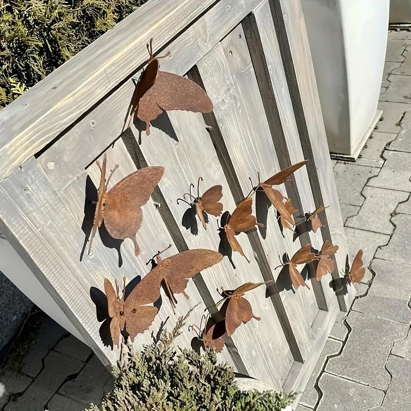 Wrought Iron 15-piece Butterfly Wall Decoration Outdoor Garden Courtyard Fence Art Decoration 3D Three-dimensional Simulation Butterfly