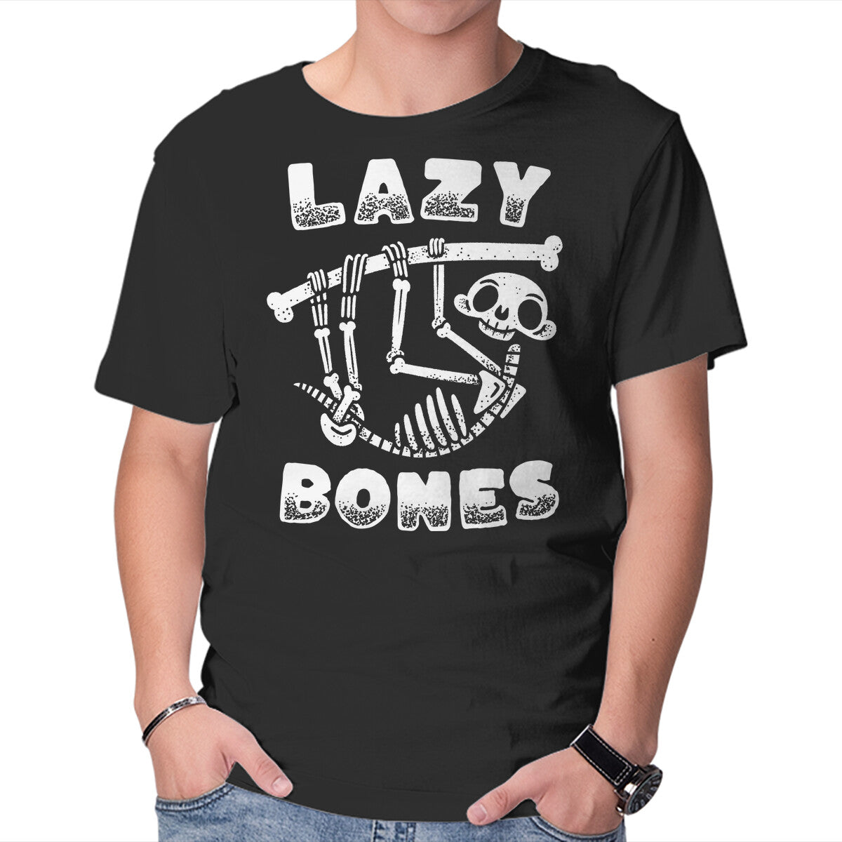 Unisex Crew Neck T-Shirt Lazy Bones Graphic Short Sleeve Casual Tee XXXXL
