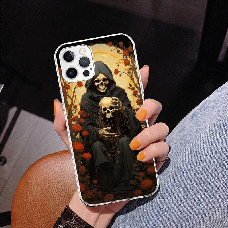 Reaper Skull Skeleton Gun Phone Case For iPhone 17 Air 16 Pro Max 16E 15 + 14 Plus 11 12 13 Mini 7 8 SE Gift Print Cover Fundas