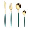 Gold & Dark Green Stainless Steel Cutlery Set