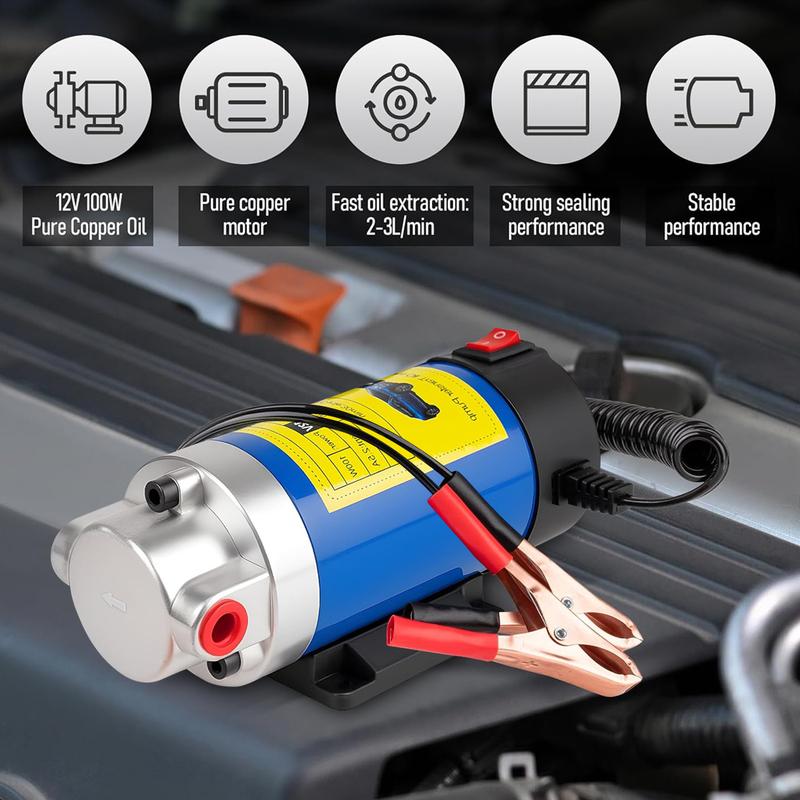 Tragbare Ölpumpe 1-4L/min 12V Flüssigkeitssauger Elektrische Kraftstoffwechselpumpe Siphonwerkzeug für Auto Motorräder Boote