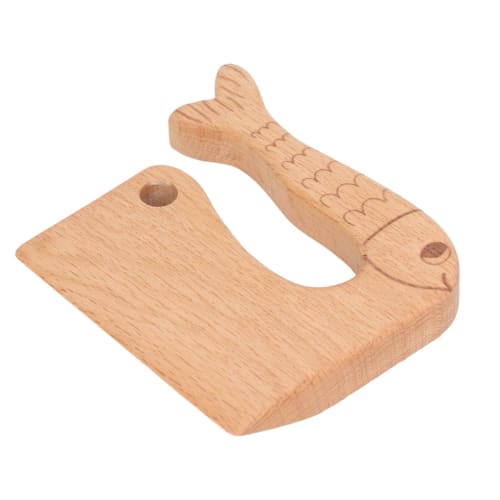 Children's Wooden Knife, Beech, Healthy Gift, Safe Kitchen Knife, Improves Vegetable and Fruit Cognition Skills, Ages 2-8 (Fish Pattern), BROLEOf2ug5s