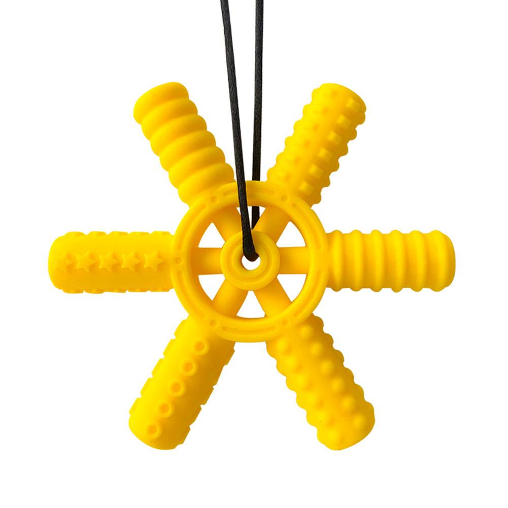 

1Pcs BPA Free Silicone Teether Cartoon Sensory Chew Necklace Pendant Oral Motor Chewy Toy Therapy Tools for Kids жёлтый