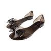 Women's Floral Transparent Jelly Sandals - Korean Style, Flat, Fish Mouth, Casual Bow Design