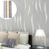 Embossed 3d Wave Stripes Wallpaper Silver Grey Non Woven Living Room Wall Decors