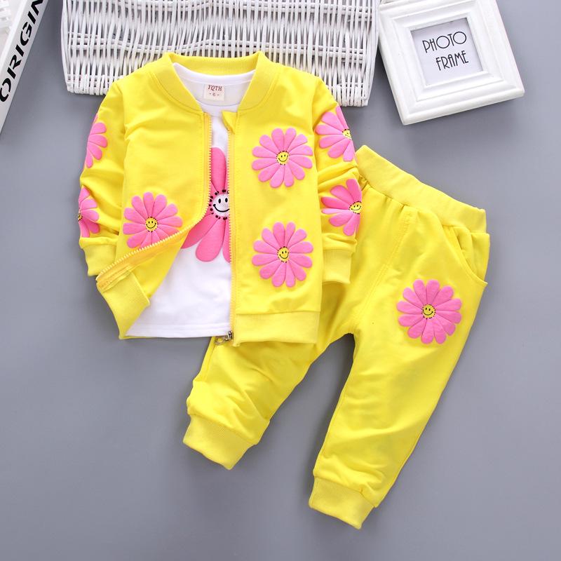 Spring & Autumn Fashion 3-Piece Set for Baby Girls: New Style Children's Clothing