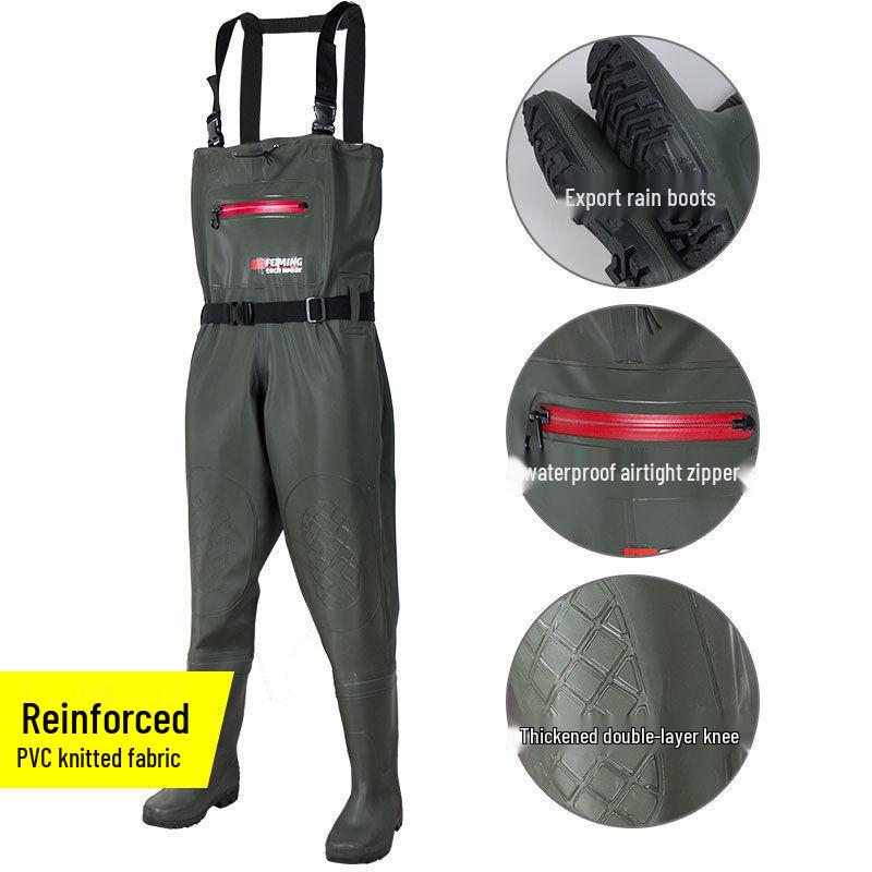 Waterproof Nylon Wading & Rain Pants - One-Piece Design for Fishing and Tide-Pooling.