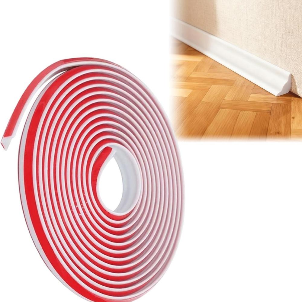1pc 2m/3metersX19mm Peel and Stick Baseboard Molding Trim Flexible Self-Adhesive Wall Base Moulding Trim Caulk Strip