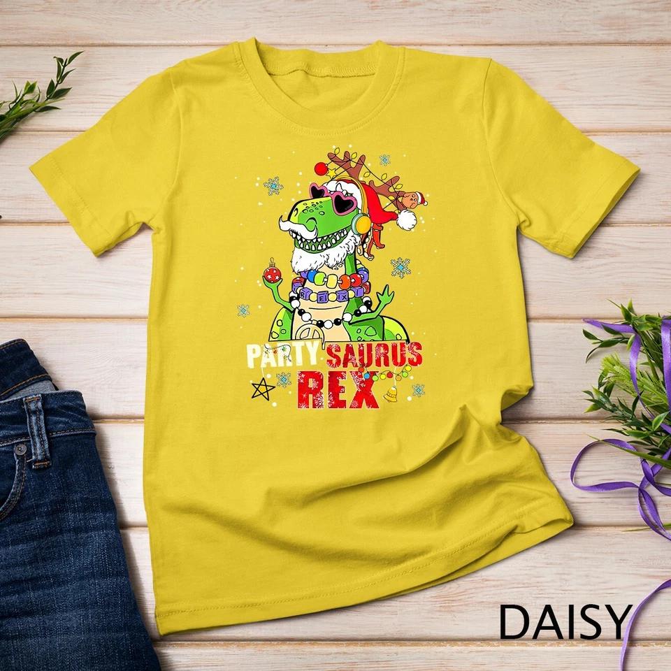 Partysaurus Rex Christmas Outfit Funny Christmas Tee T-Shirt Unisex T-shirt 4 S