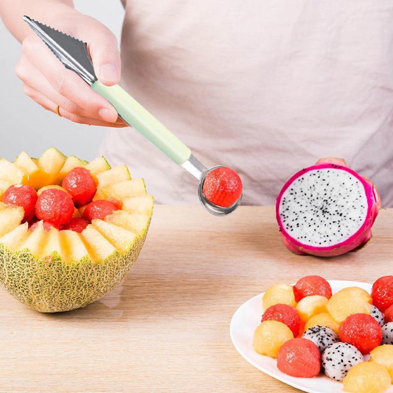 Double-Head Stainless Steel Fruit Platter Ball Digger Corrugated Carving Knife