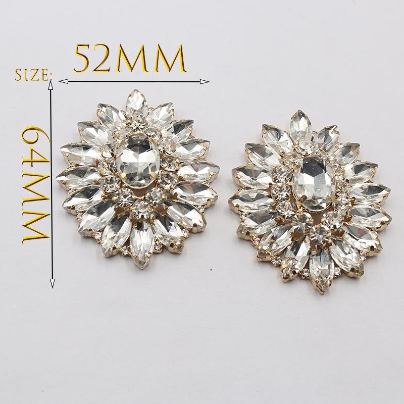 LKERAN2PCS64 * 52MM Golden Alloy Turtle Shell Water Diamond Inlaid With Glass Horse Eye For Clothing, Bow Hair Accessories, Belt