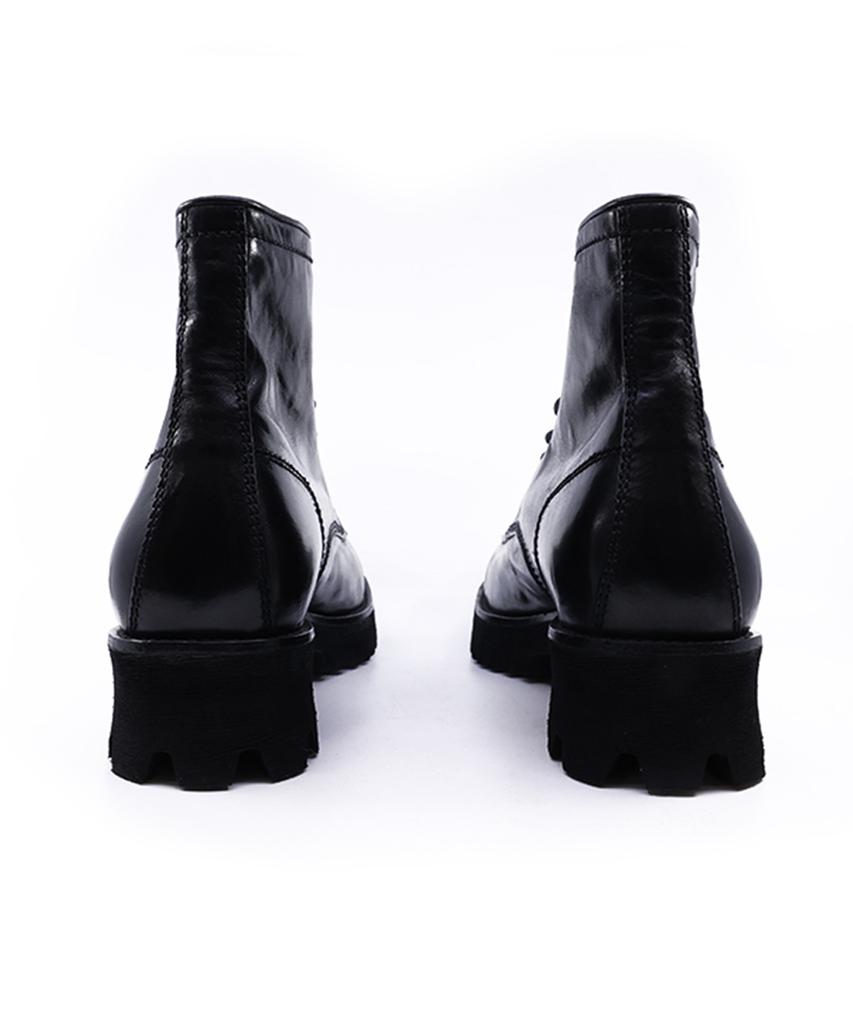Yase L08 Commando Sole Horsehide Moc Toe Boots Black