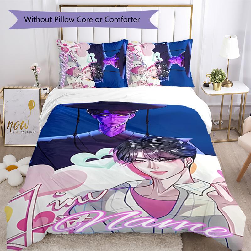 Juego de Ropa de Cama con Nombre Personalizado de Dibujos Animados Kpop Cazadores de Demonios 3 Piezas Cierre de Funda Nórdica Incluye 1 Funda Nórdica y 2 Fundas de Almohada para Todas las Estaciones Decoración de Dormitorio