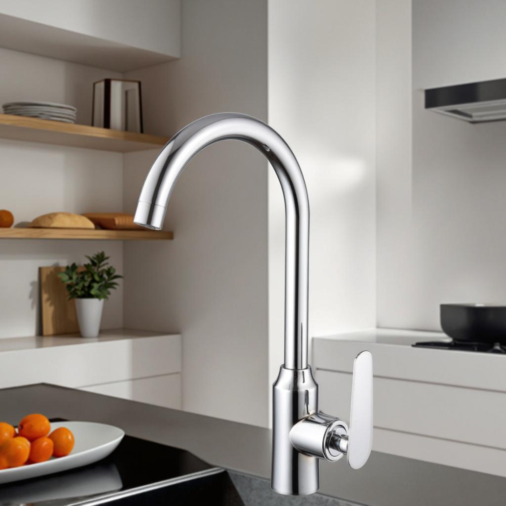 Modern Classic Single-Hole Stainless Steel Kitchen Sink Faucet Mixer Brushed for Hot Cold Water Ceramic for Hotels Kitchens