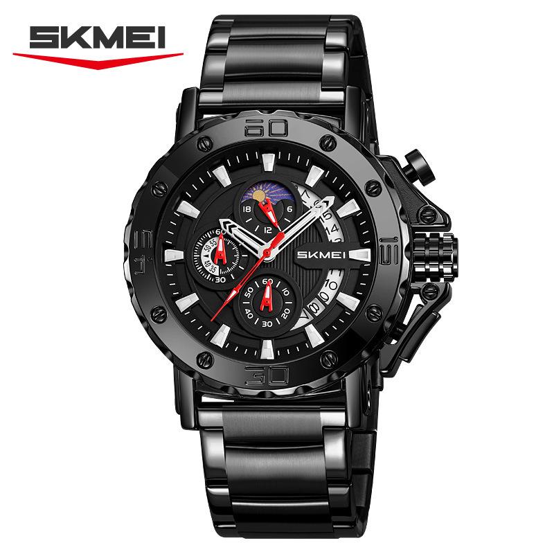 Skmei Watch for Men Top Brand Luxury Big Dial Stainless Steel Waterproof Chronograph Wristwatches with Date