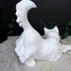 Halloween Ghost Cat Statue Glow-in-the-dark Black White Ghost Cat Resin Figurine Ornament Desktop Decoration Cat Lovers Gift