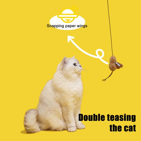 Plush Cockroach Cat Teaser Wand Interactive Fluffy Roach Teasing Stick with Catnip And Crinkle Paper for Indoor Kittens And Adult Cats