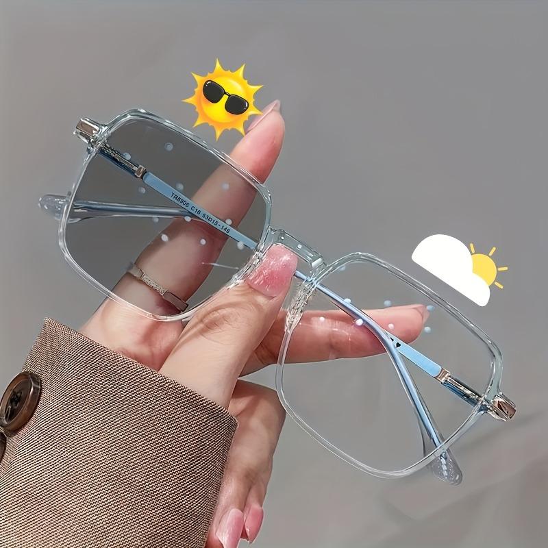 

New Trendy Men s and Women s Photochromic Oversized Square Casual Fashion Glasses Suitable for Daily Wear синий