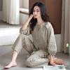 Woven cotton gauze pajamas women's summer pure cotton seven-quarter sleeves spring and summer cotton thin large-size summer loungewear set