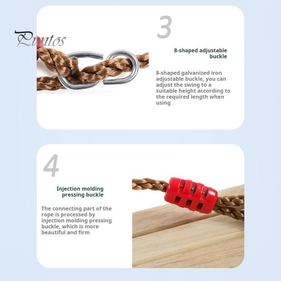 Wooden Swing for Adults Children Outdoor Pastoral Swing with Adjustable Rope 100kg Max Load-Bearing Swing for Yard Garden