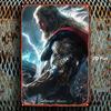 1pc MARVEL Thor Mjolnir Hammer Wall Art Decor - 20.32x30.48 Cm Iron Metal Superhero Plaque with Pre-Drilled Holes, Vibrant Storm