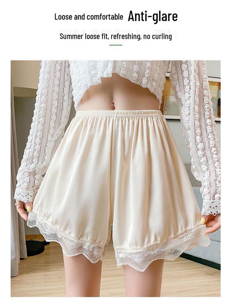 Seamless Ice Silk Lace Women's Summer Anti-Exposure Loose Shorts