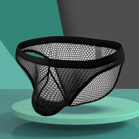 Men Briefs Low Waist Elastic Design Breathable Panties U-Convex Mesh Yarn Design Smooth Wiring Perfect Fit Underwear