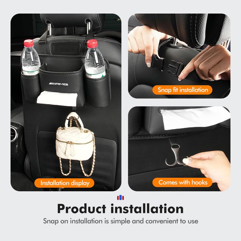 CSF1 Car Hanging Seat Back Tissue Water Cup Holder Accessories For Mercedes Benz AMG A B C E S G Class A180 CLK CLA GLE GLC W212 C200
