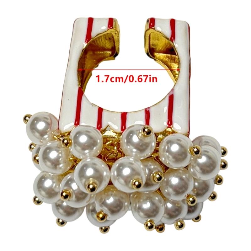 Bead Cluster Statement Ring with Open Adjustable Band, Vintage Style Fashion Accessory for Daily Outfits and Dates