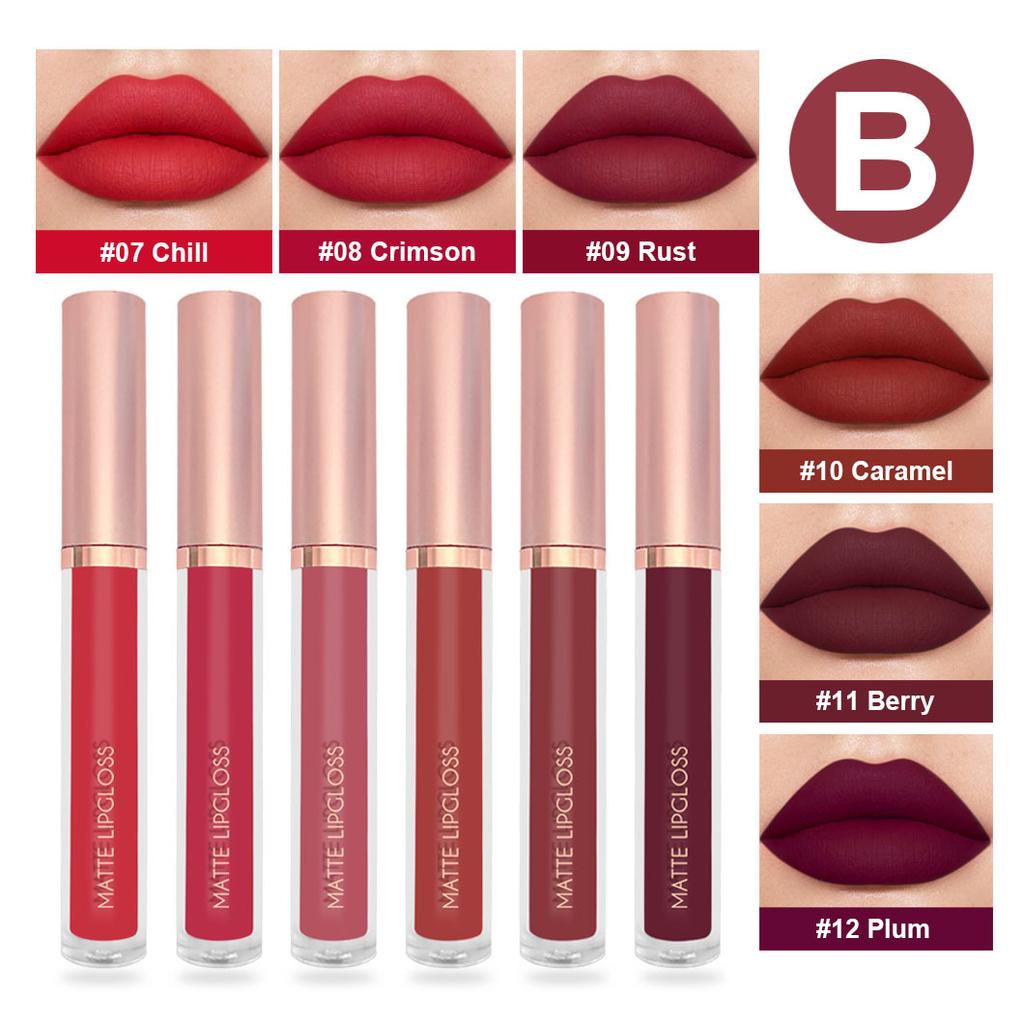 JYL 6-pack Lip Gloss Set with Matte Lip Gloss and Non Fading Lipstick