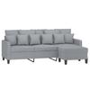 3 Seater Sofa with Footstool Light Grey 180 Cm Fabric
