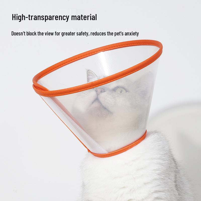 Elizabeth Anti-Bite Transparent Orange Pet Collar with PU Edging