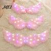 Fancy Dress Feather Wings LED Light Up Angel Costume for Kids, Holiday Accessories Glowing Fairy Wings, Halloween Cosplay Party Performance