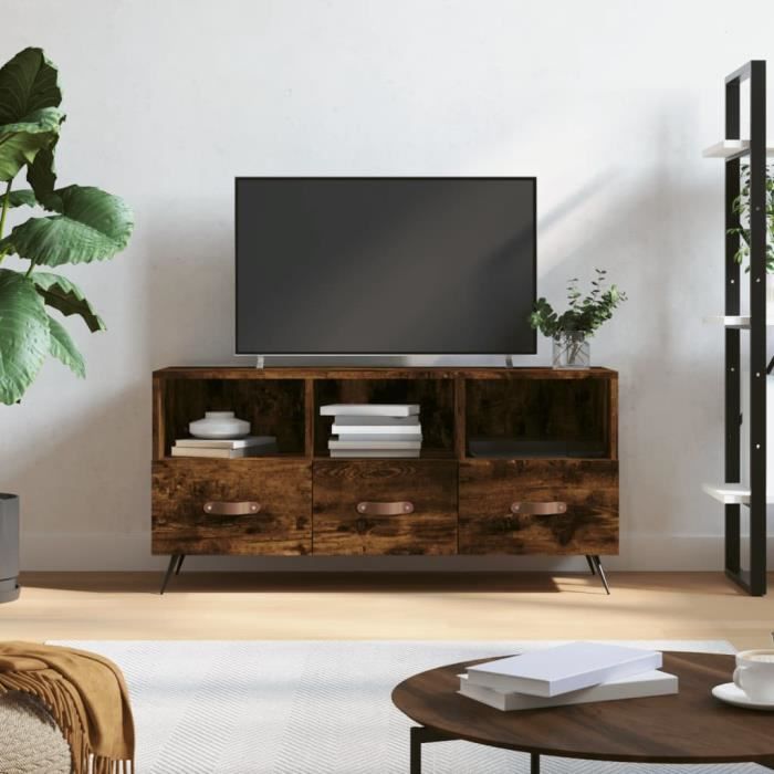 VidaXL Meuble TV chêne fumé 102x36x50 cm bois d'ingénierie 829009