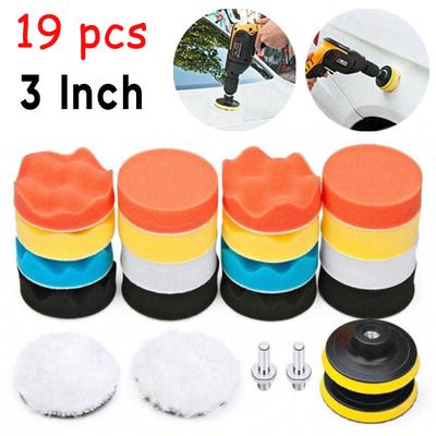 12pc 3/'/' Sponge Buffing Polishing Pad Kit For Car Polisher With Drill Adapter