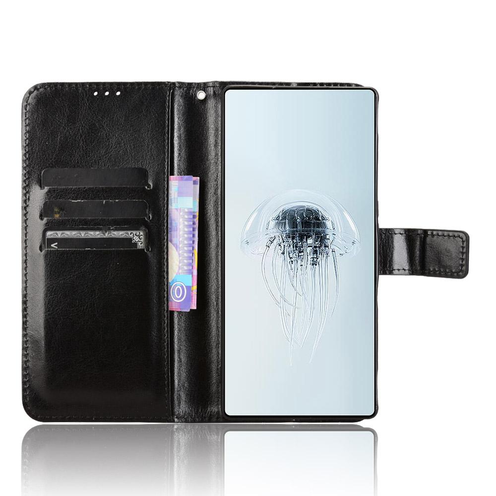 

For ZTE nubia Red Magic 10 Pro+ 5G/10 Pro 5G Case Crazy Horse Texture PU Leather Phone Wallet Cover Brown