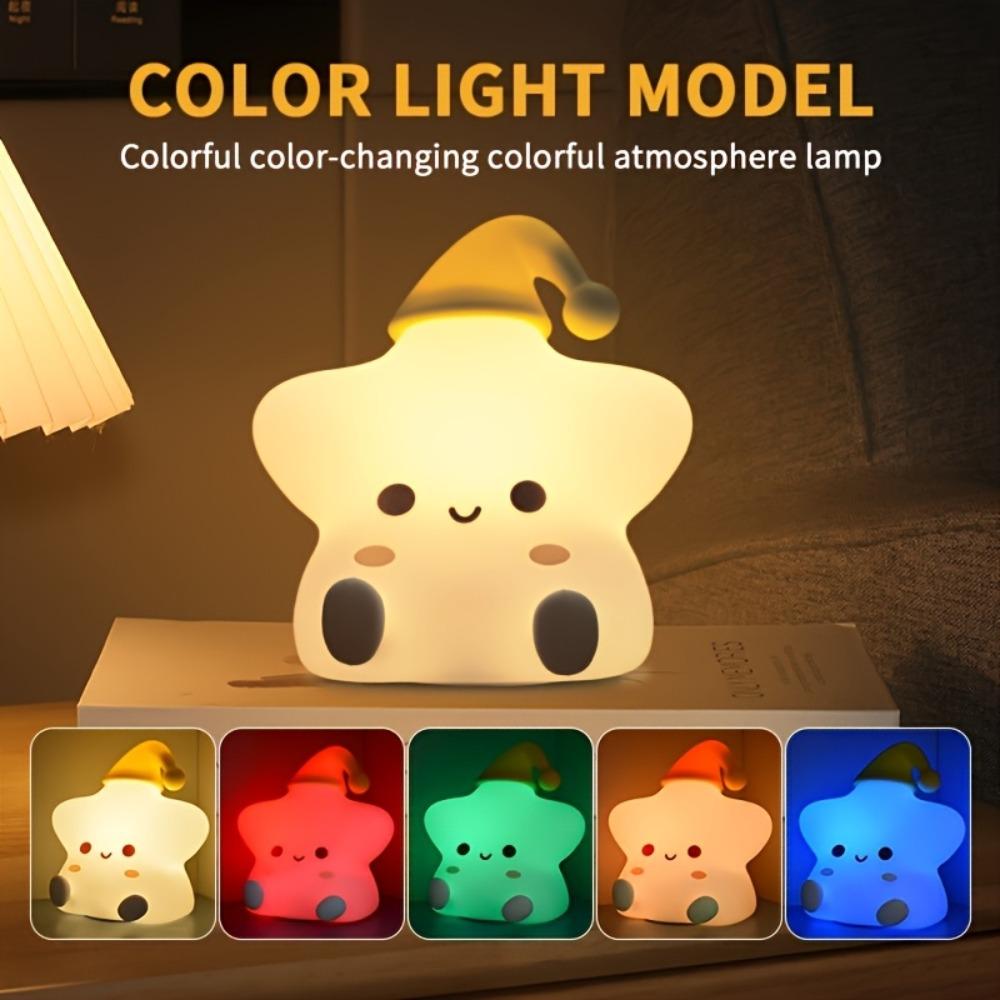 Silicone LED Star Night Light Battery Powered LED Night Light Baby Toy Table Lamp Bedroom