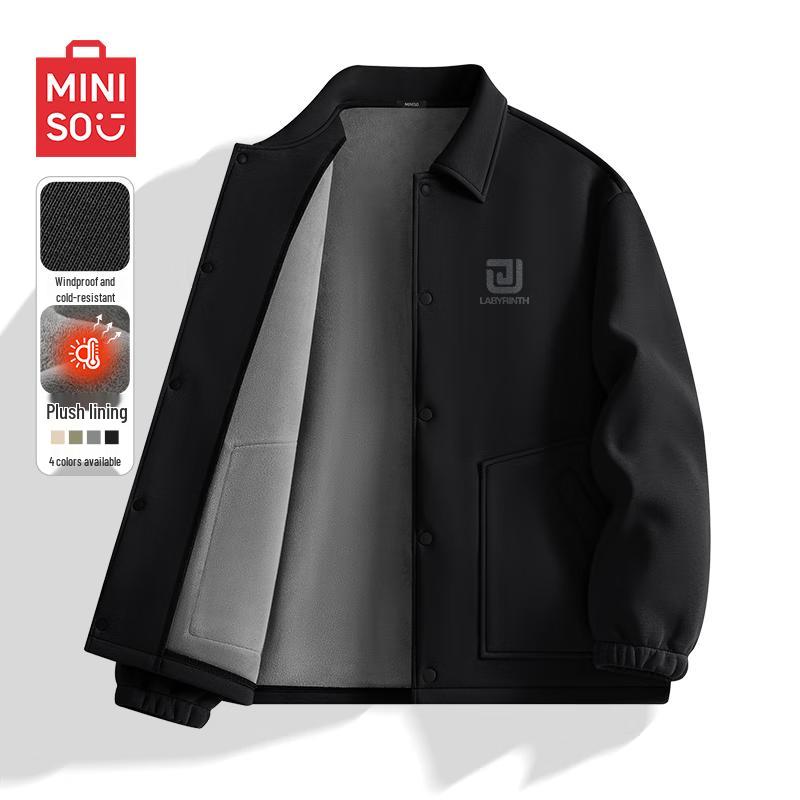 

MINISO Men s Plush-Lined Casual Lapel Jacket 3XL