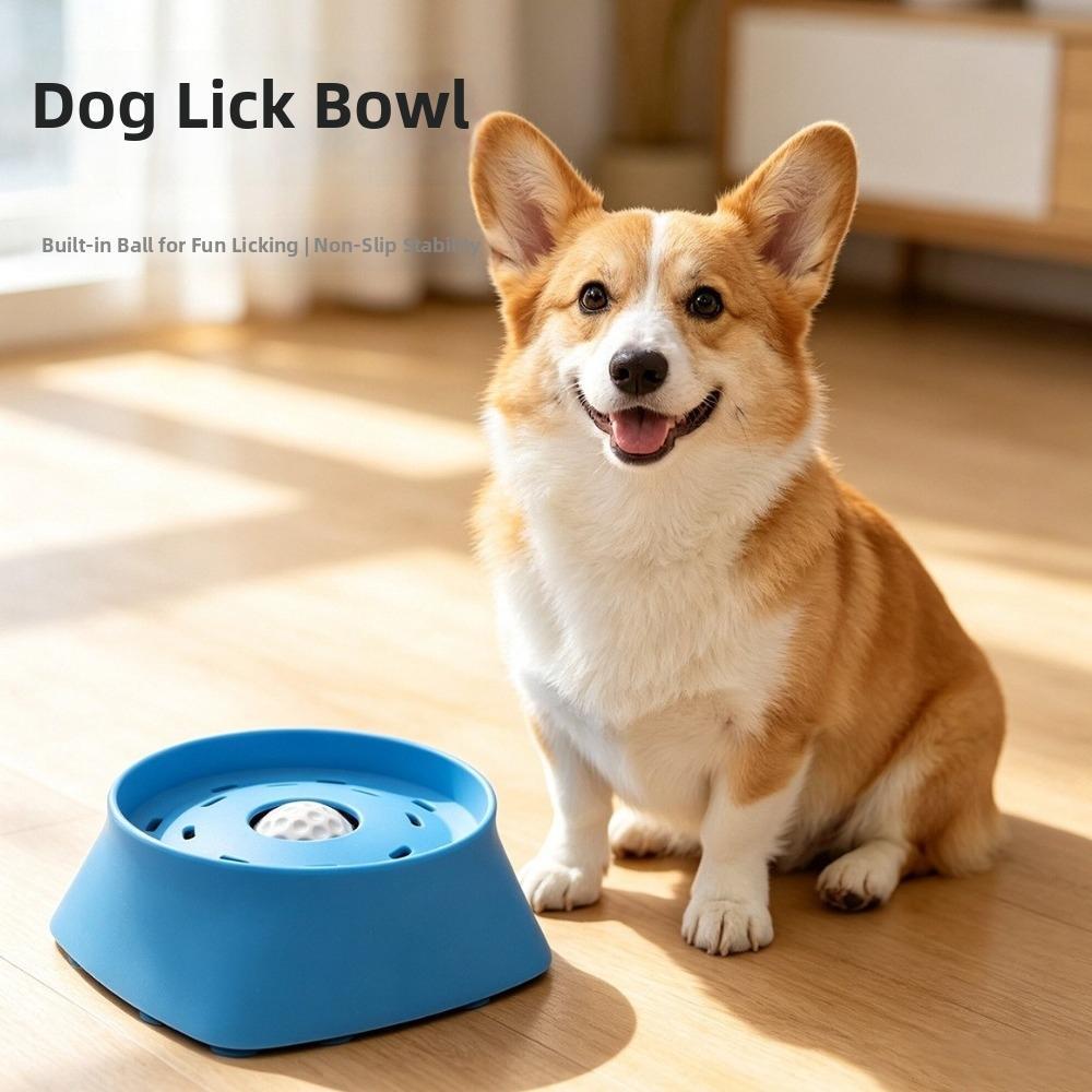 Non-Slip Dog Liquid Lick Bowl Large Capacity Anti-Spill Slow Feeder Dog Bowl Anti-Choking Rolling Ball Dog Licking Toy Ice Cream