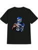 Casual Graphic T-shirt - Football Player Action Print with Helmet & Jersey Number 8 Design