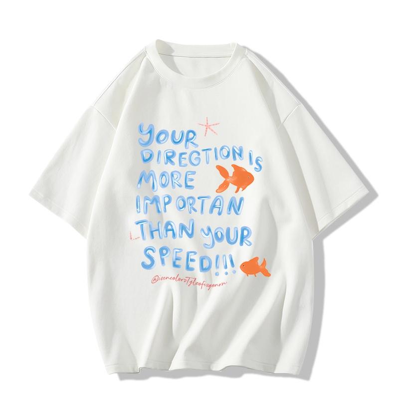 Pink ort Sve T-irt Women's Summer Loose Fit round Ne Korean Sle Lazy Sle Cotton Top Printed Commute Faion