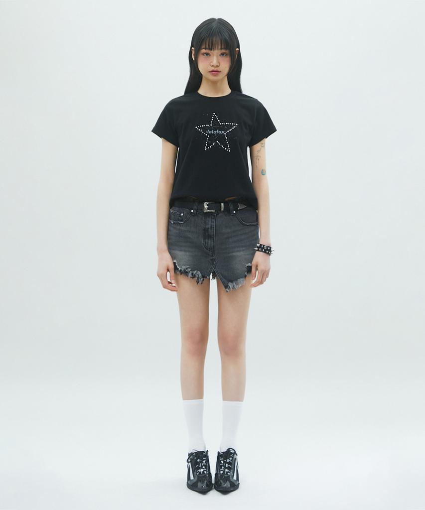 LALAFOX Lala Star Hotfix T-Shirt Short Sleeve T-Shirt Black Br2Ch029