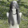 New Silver Gray Long Straight Hair Chemical Fiber Synthetic Wig Neat Bangs Matte Long Straight Hair Wig Women's Universal Wig