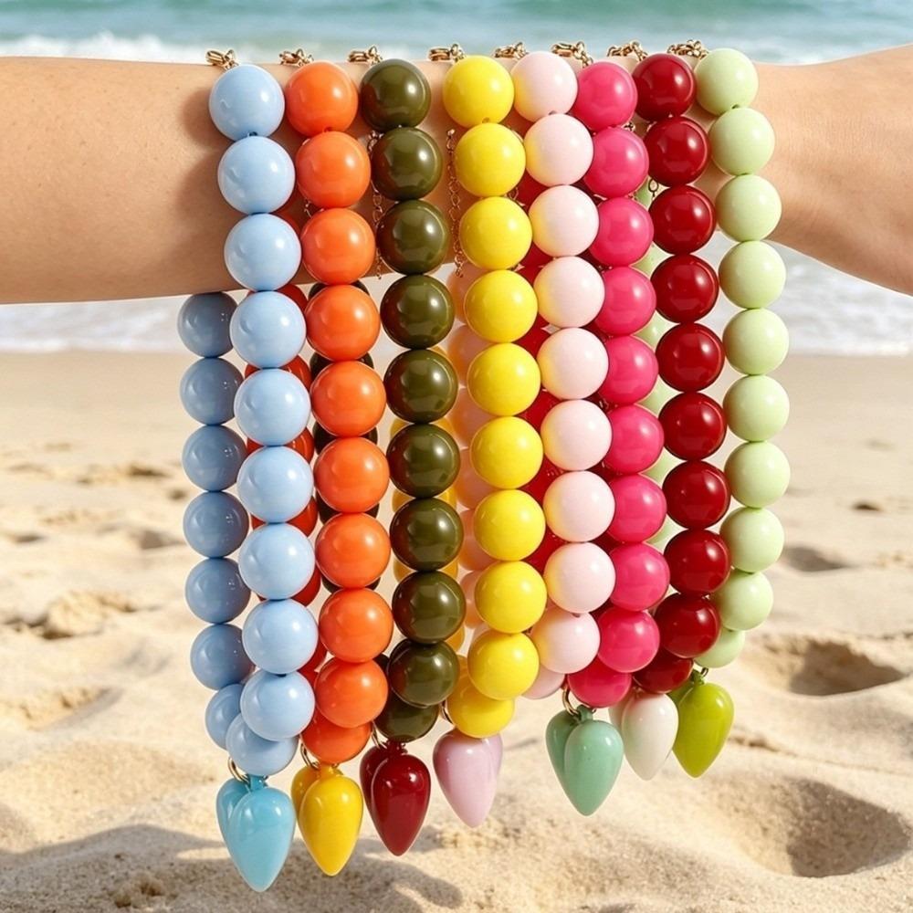 Colorful Beads Beaded Necklace Bohemian Style Pendant Jewelry Party Accessory