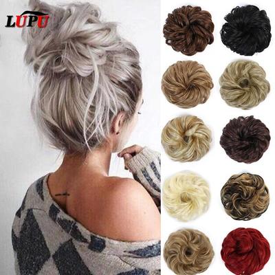 Parrucca ad anello per capelli nuovi Scrunchies sintetici per capelli Chignon Fascia elastica fatta di capelli Capelli ricci disordinati Chignon Parrucchino Coda di cavallo per le donne Resistente al calore