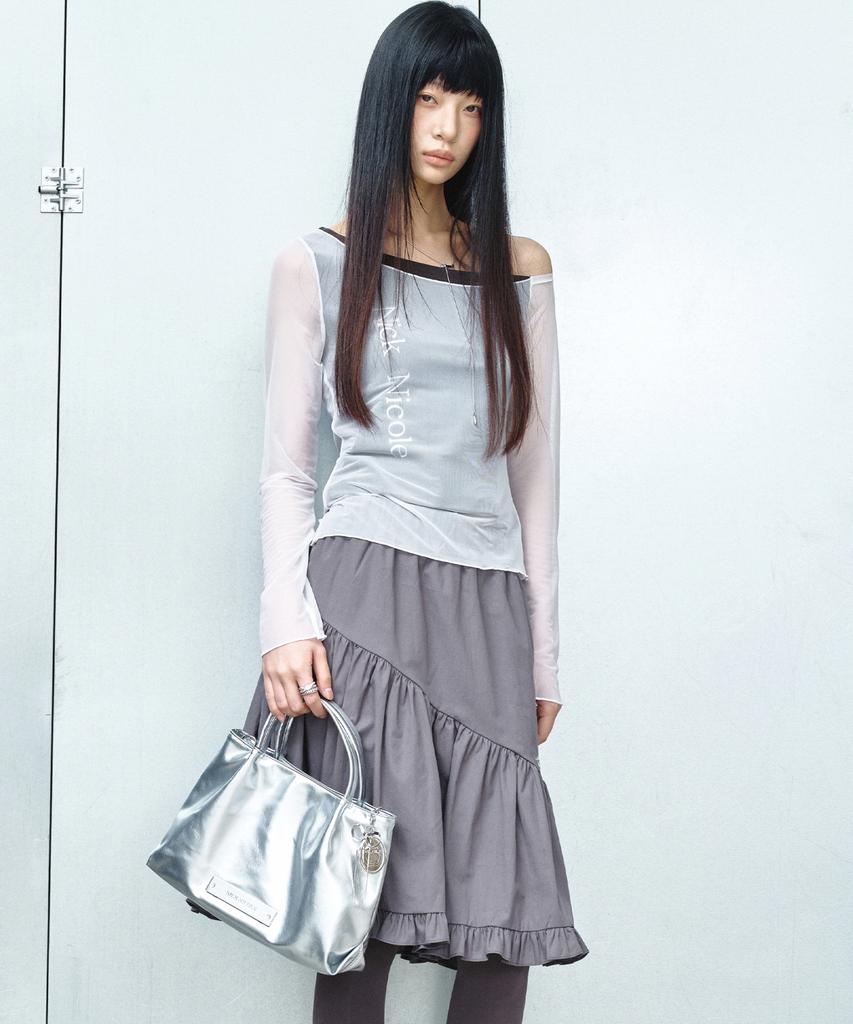 Nick&Nicole Crystal Faux Leather Tote Bag_Silver