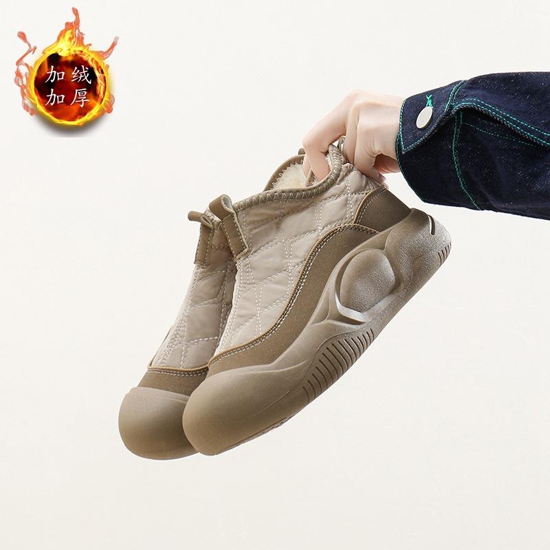 

Женская обувь из хлопка, зимняя обувь 2024 года, бархатные универсальные женские студенческие ботинки, теплые, на платформе, повседневные зимние ботинки XW5811 35 коричневый